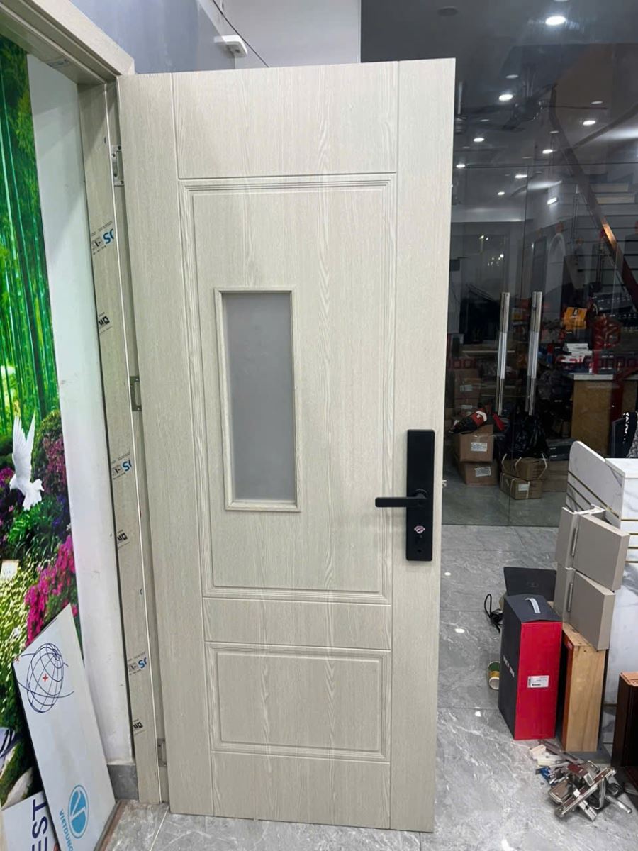 ảnh thực tế Khóa cửa vân tay Hubert CG59 Rough Black mặt trong