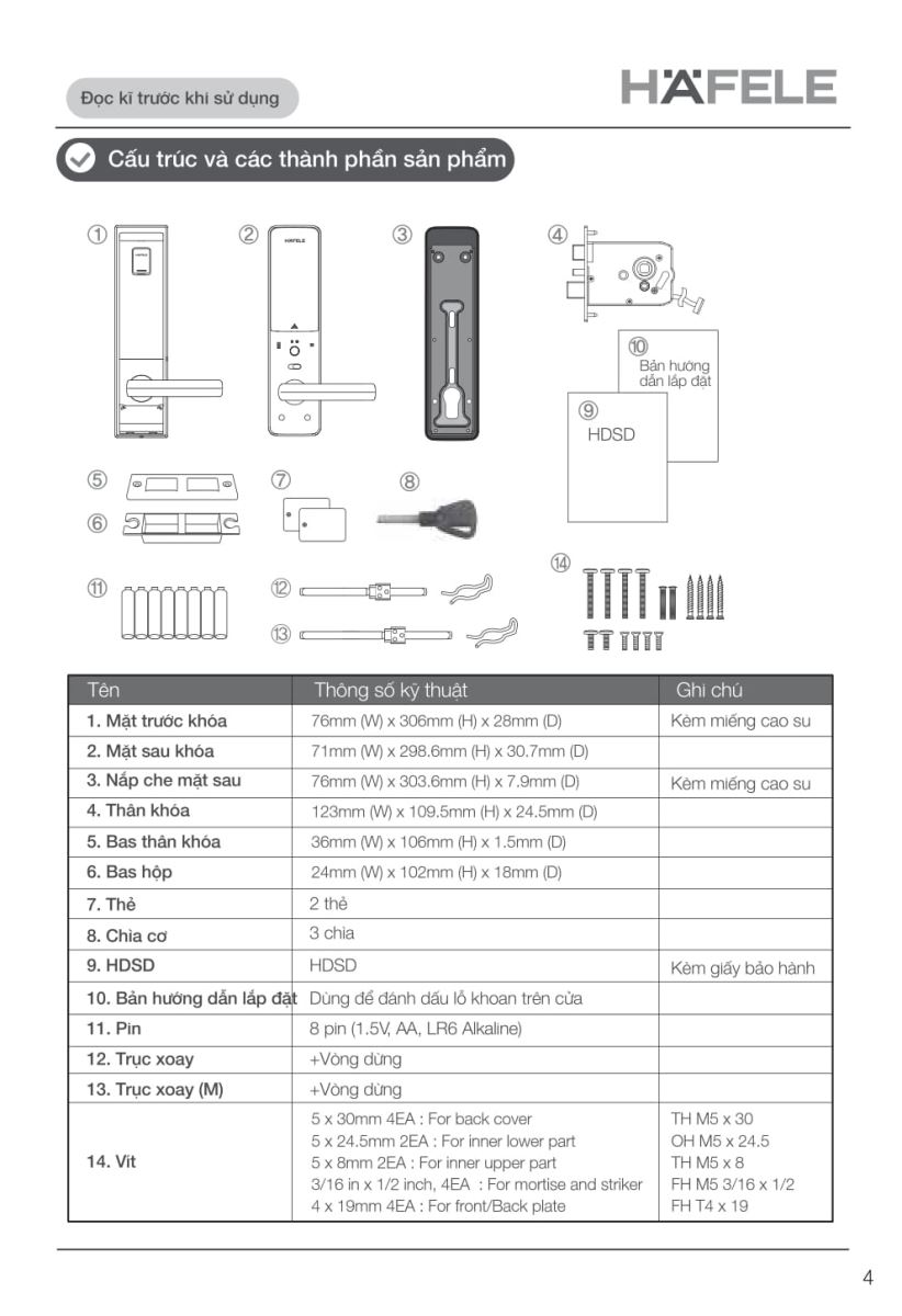 Khóa điện tử Hafele EL9000 - TCS-3 Khóa điện tử Hafele EL9000 - TCS-3
