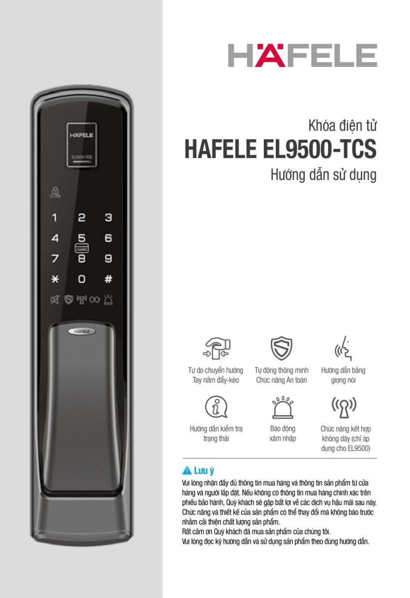 Khóa điện tử Hafele EL9500-TCS Khóa điện tử Hafele EL9500-TCS