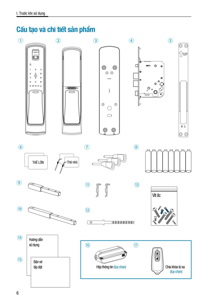 Khóa điện tử Hafele EL9500-TC-6 Khóa điện tử Hafele EL9500-TC-6