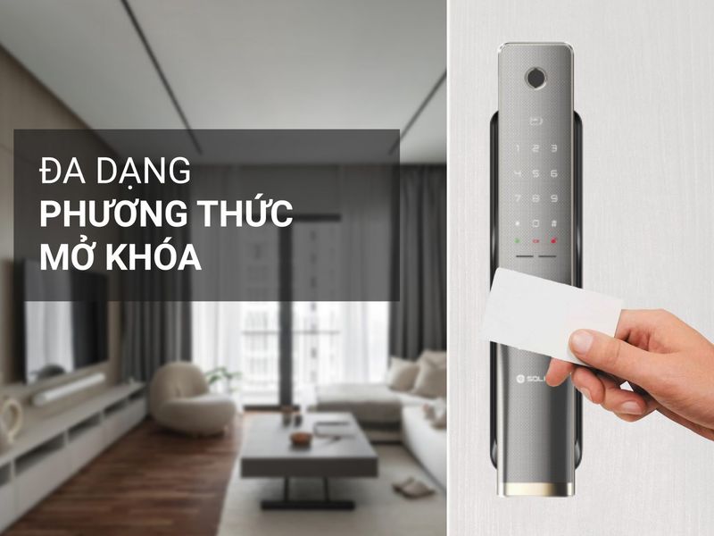 khóa cửa vân tay Solity GP-4000BK đa dạng cách mở khóa