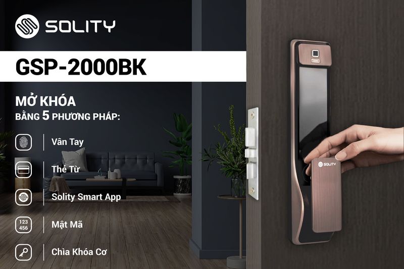 Khóa cửa điện tử vân tay GSP-2000BK với 5 cách mở khóa khác nhau
