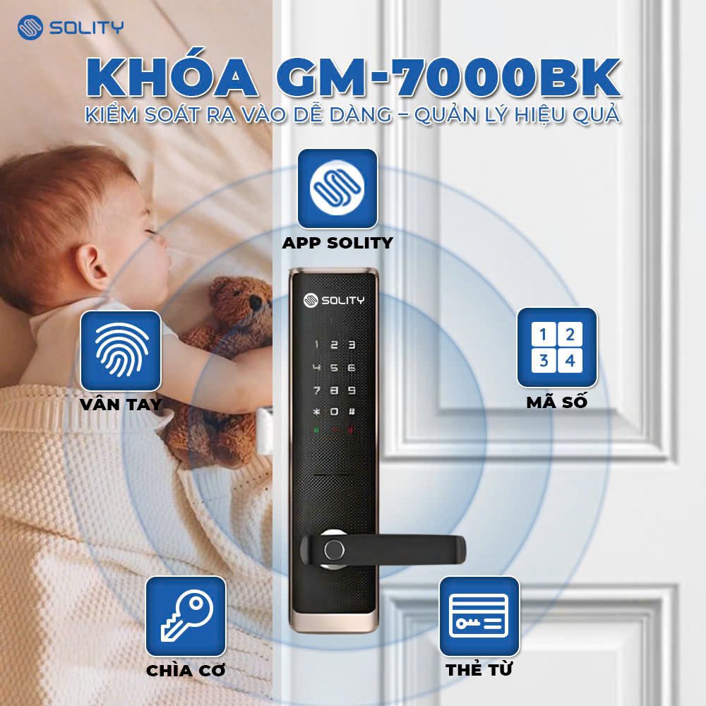 Khóa Cửa Vân Tay Solity GM-7000BK Khóa Cửa Vân Tay Solity GM-7000BK